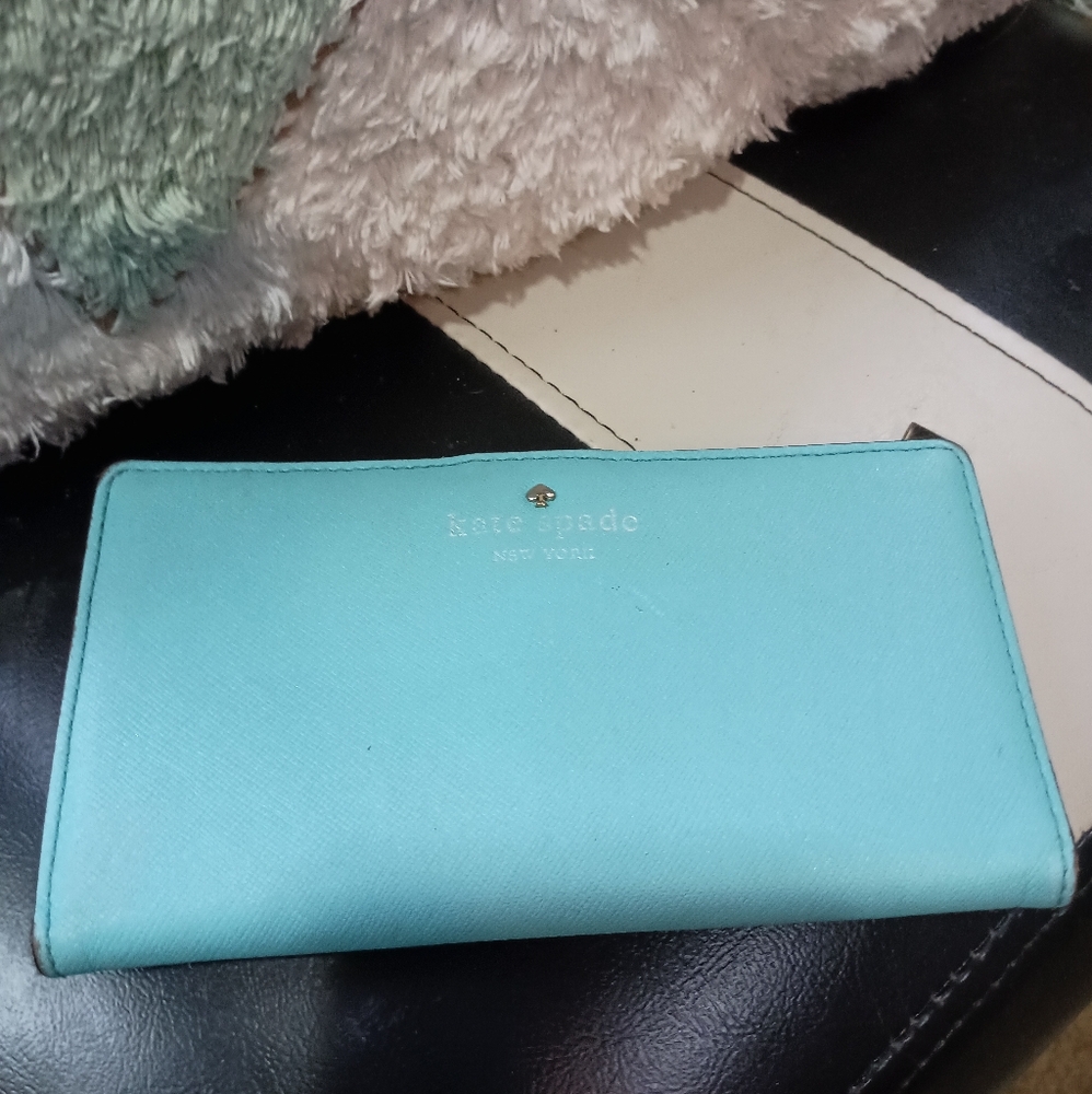 Kate Spade Turquoise Blue Wallet Sleek Minimalist Design